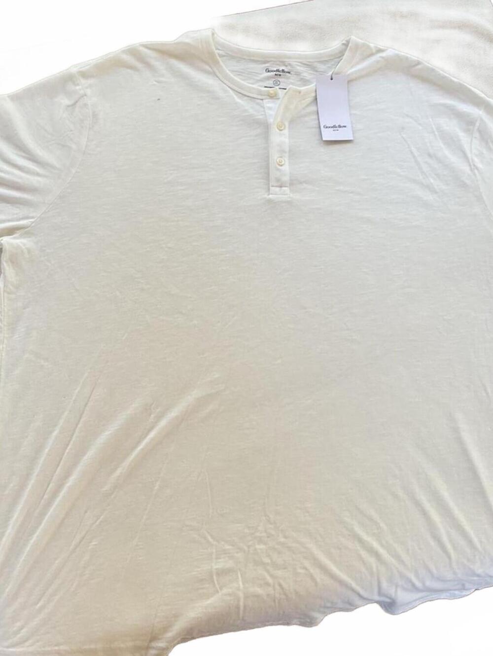NWT Goodfellow & Co Men's 3XL Tall White Henley Shirt 2 Pack!